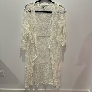 Sundance Lace Duster Women's medium Ivory Neutral Cottagecore Coquette Fairycore